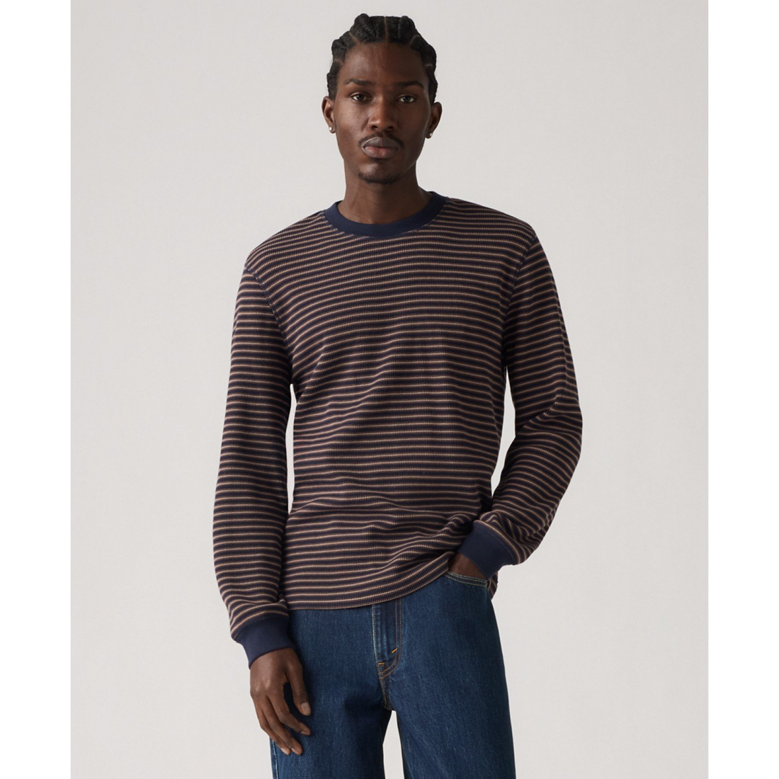 'Waffle Knit Thermal Long Sleeve T-Shirt' pour Hommes