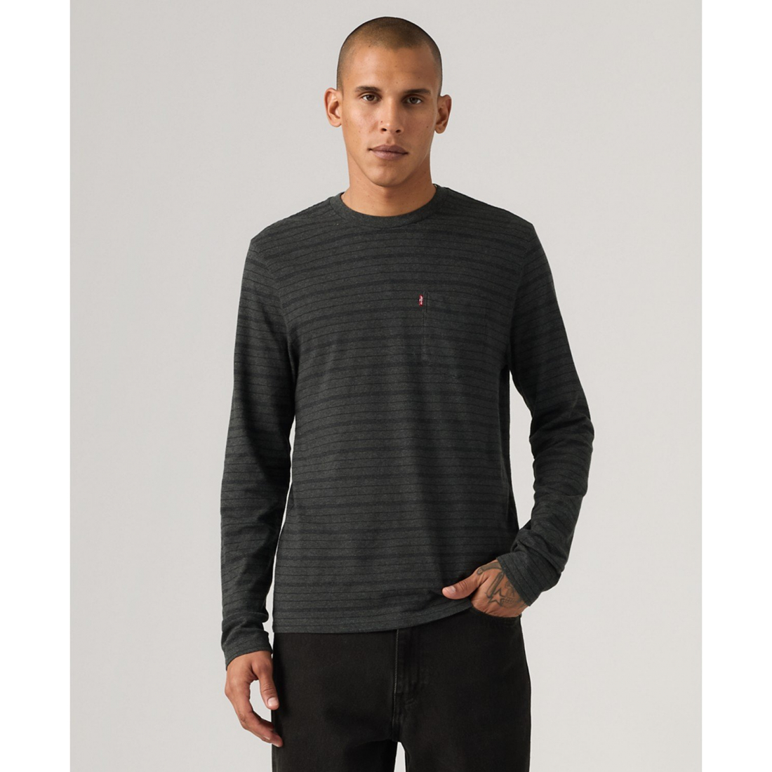 'Long-Sleeve Crewneck Pocket T-Shirt' pour Hommes