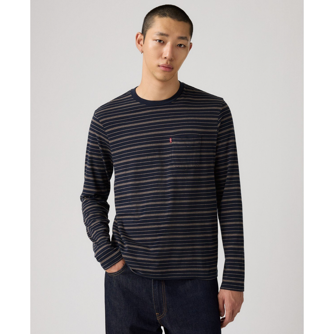'Long-Sleeve Crewneck Pocket T-Shirt' pour Hommes