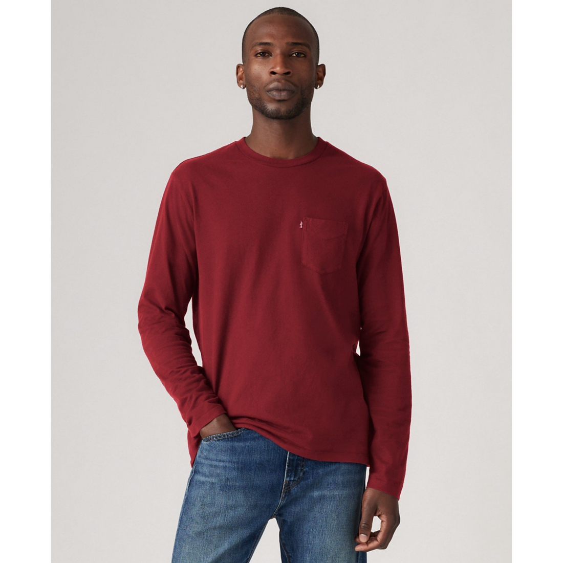 'Long-Sleeve Crewneck Pocket T-Shirt' pour Hommes