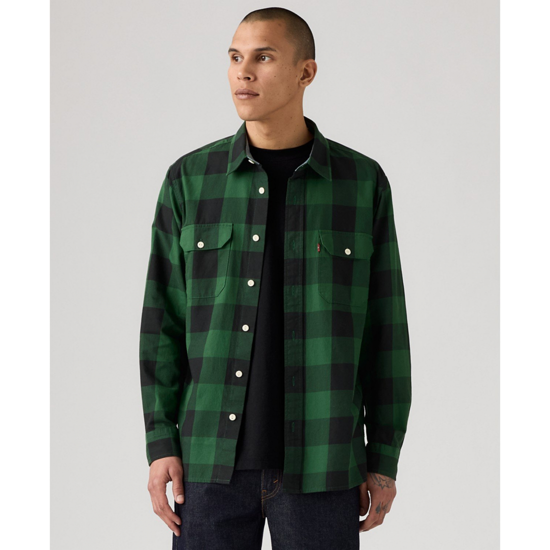 'Relaxed-Fit Long-Sleeve Button-Front Worker Shirt' pour Hommes
