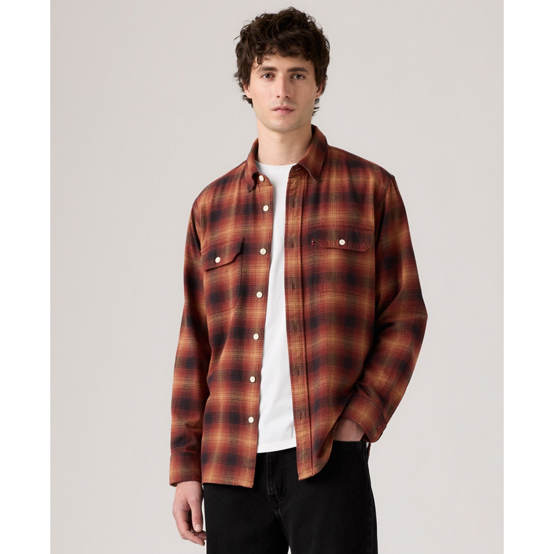 'Relaxed-Fit Long-Sleeve Button-Front Worker Shirt' pour Hommes