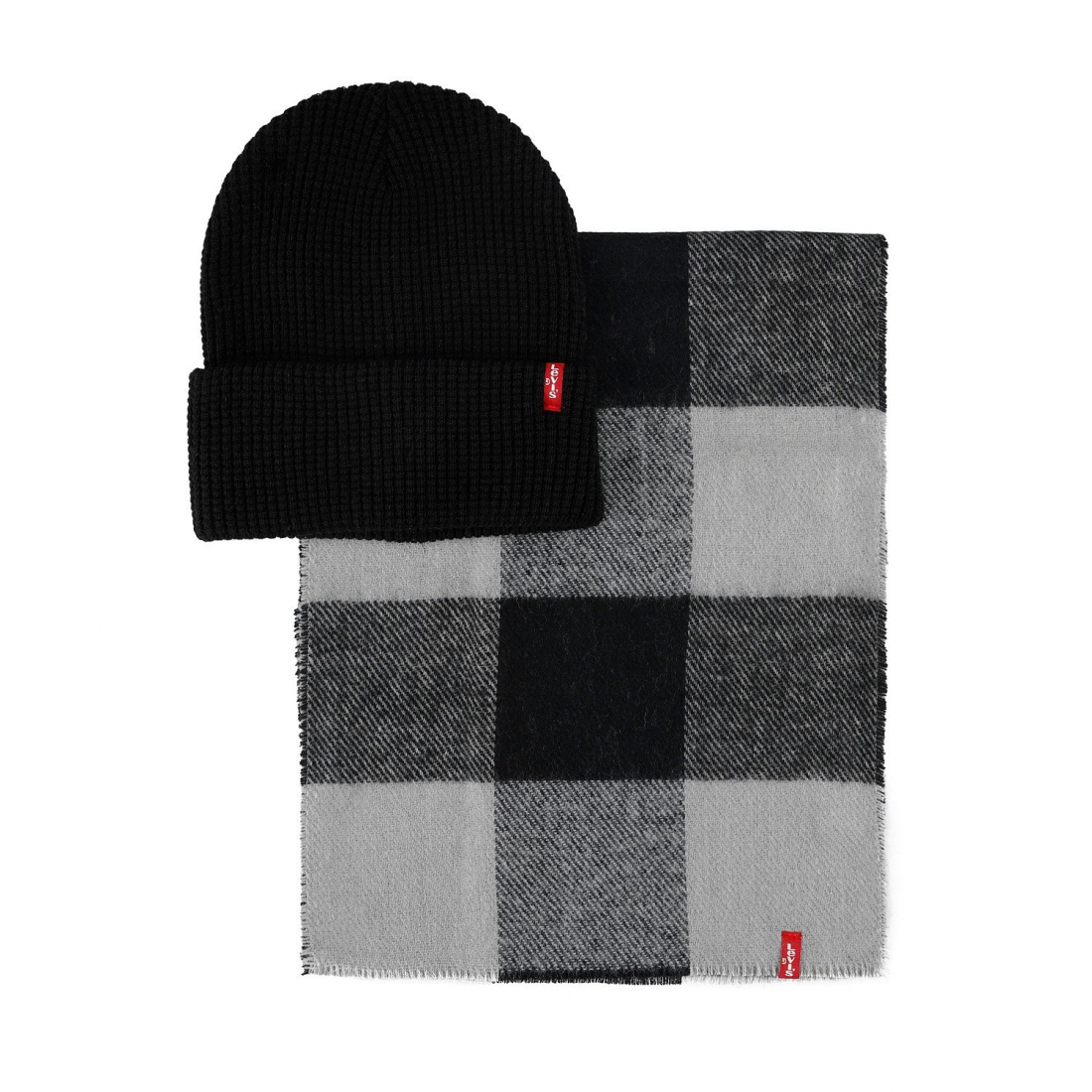 '2-Piece Waffle Knit Beanie and Buffalo Plaid Scarf Gift Set' pour Hommes