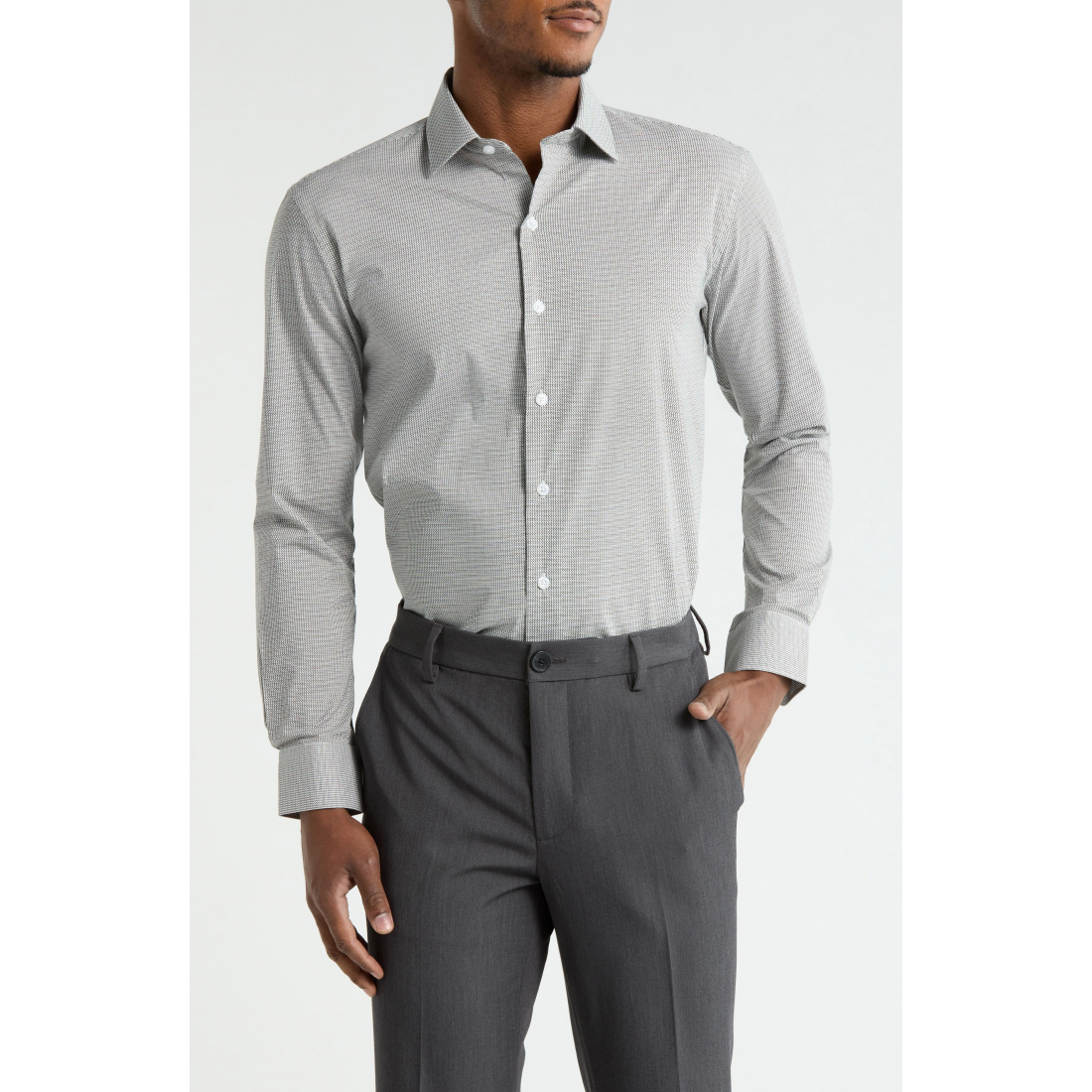 Men's 'Slim Fit Geometric Print Stretch Dress' Shirt