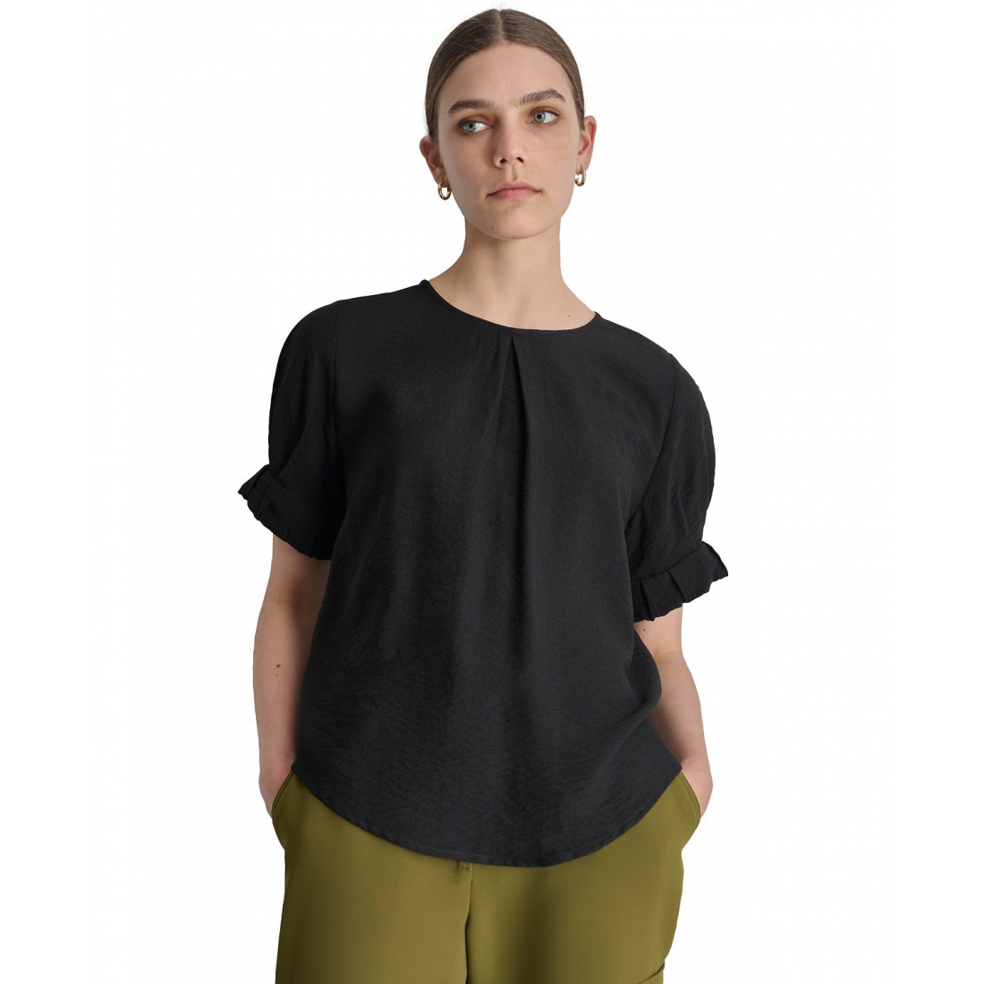 Blouse à manches 3/4 'Puff-Sleeve Pleated' pour Femmes