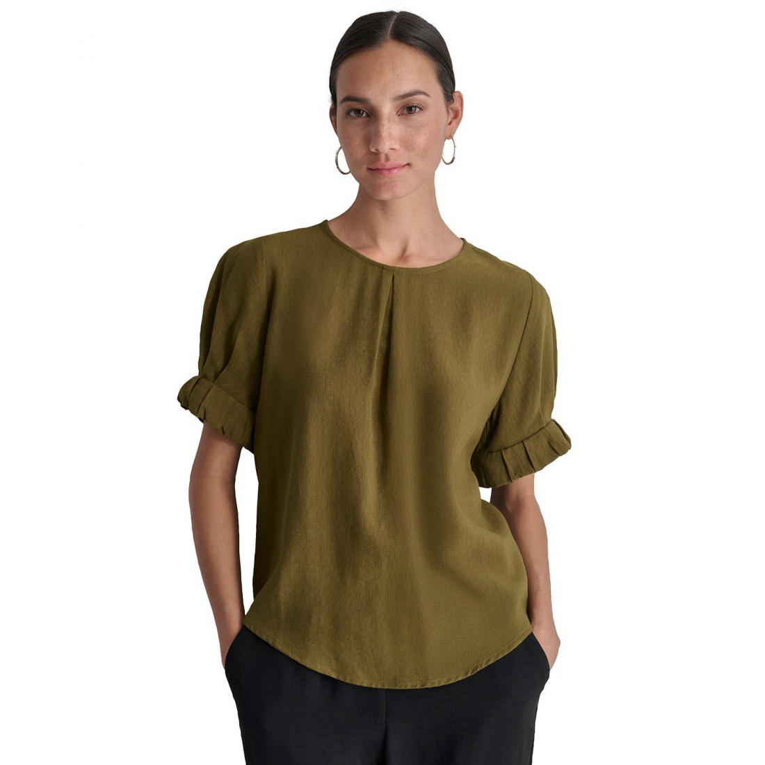 Blouse à manches 3/4 'Puff-Sleeve Pleated' pour Femmes