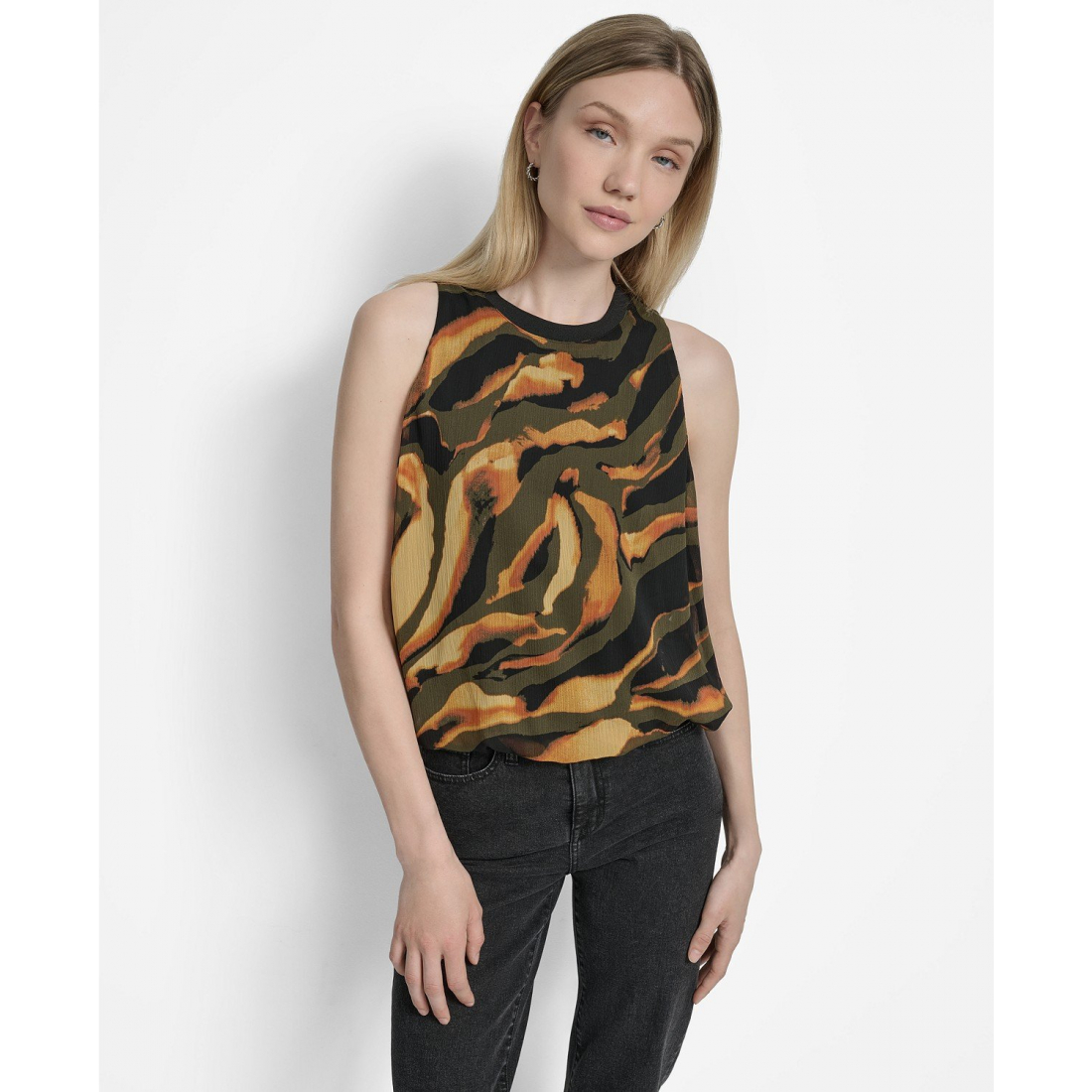 Haut sans manches 'Printed Bubble-Hem' pour Femmes