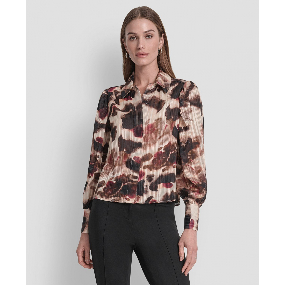 Blouse à manches longues 'Covered Placket Balloon' pour Femmes