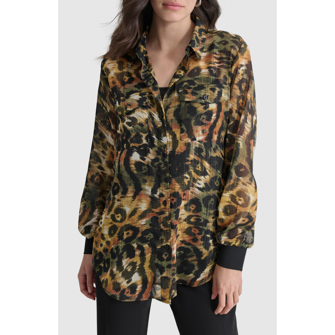 Chemise 'Metallic Animal Print Button-Up' pour Femmes