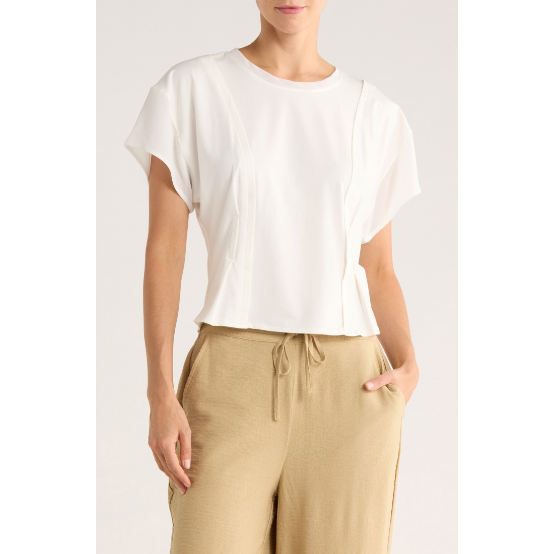 Top à manches courtes 'Mixed Media Knit' pour Femmes