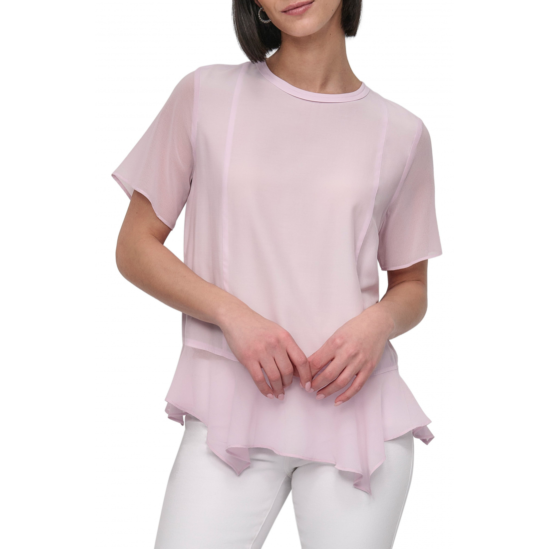 Top à manches courtes 'Handkerchief Hem Mixed Media' pour Femmes