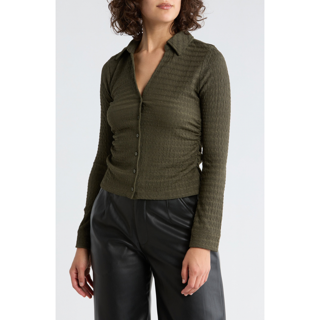 Top à manches longues 'Lace Slim Button Front' pour Femmes