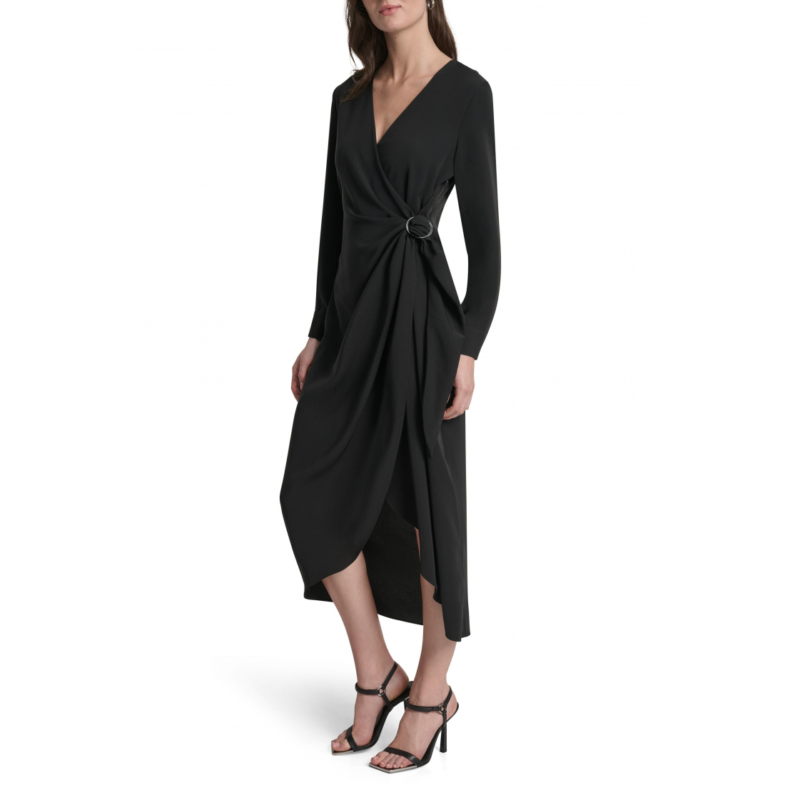 Robe Midi 'Long Sleeve Faux Wrap' pour Femmes