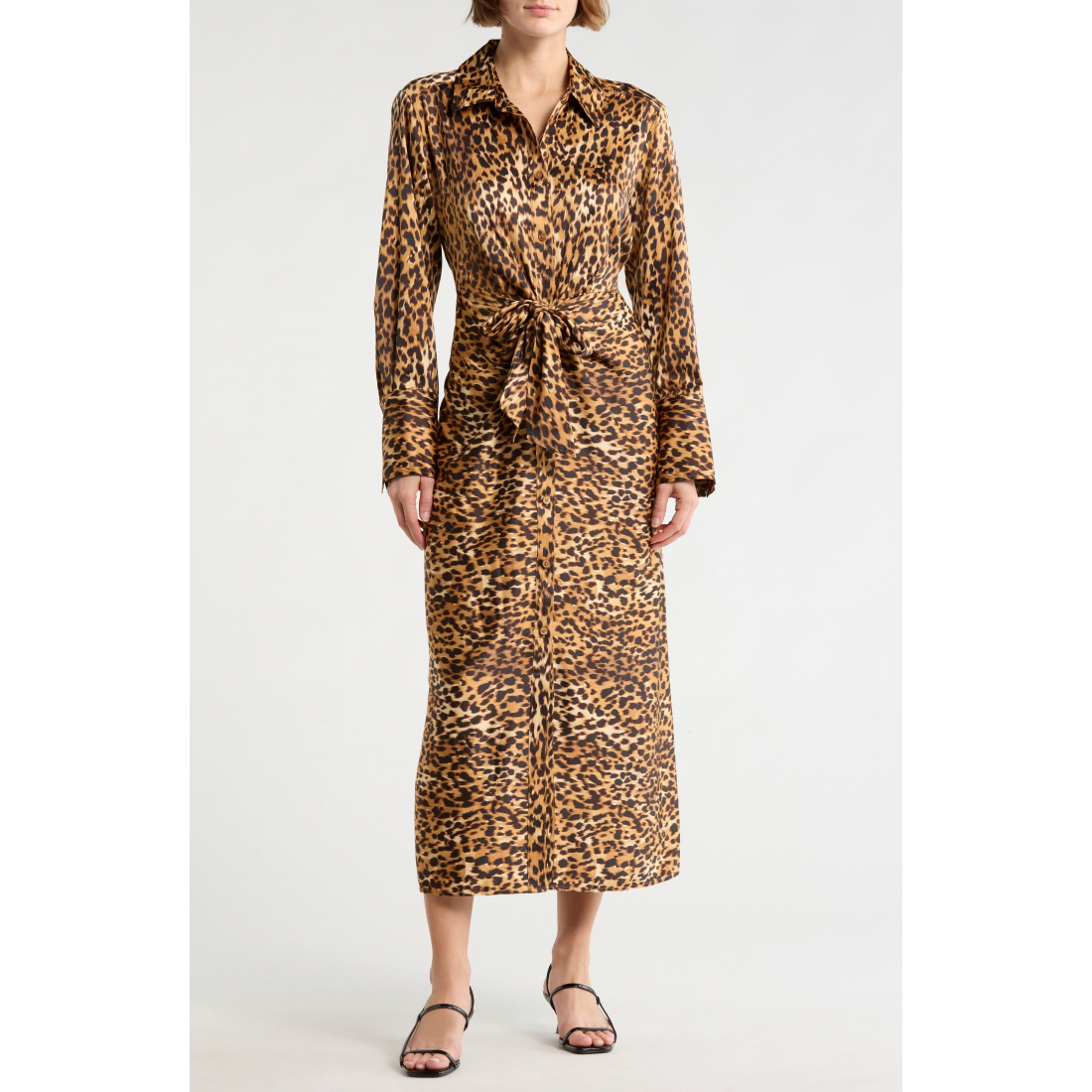 Robe Midi 'Cheetah Print Satin' pour Femmes