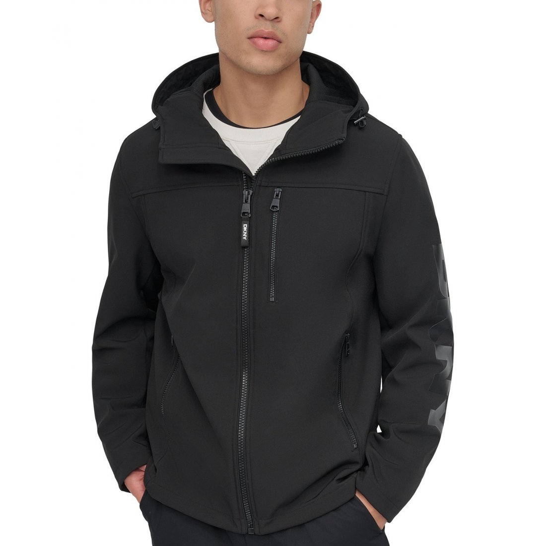 Men's 'Zip-Front Hooded Logo' Rain Jacket