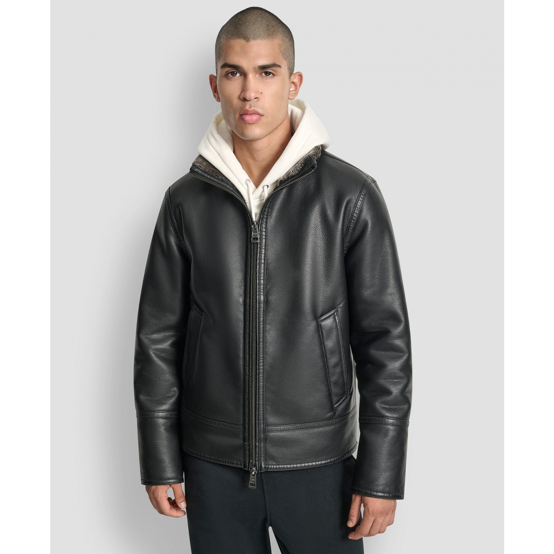 Veste en cuir 'Faux Pebble Shearling' pour Hommes