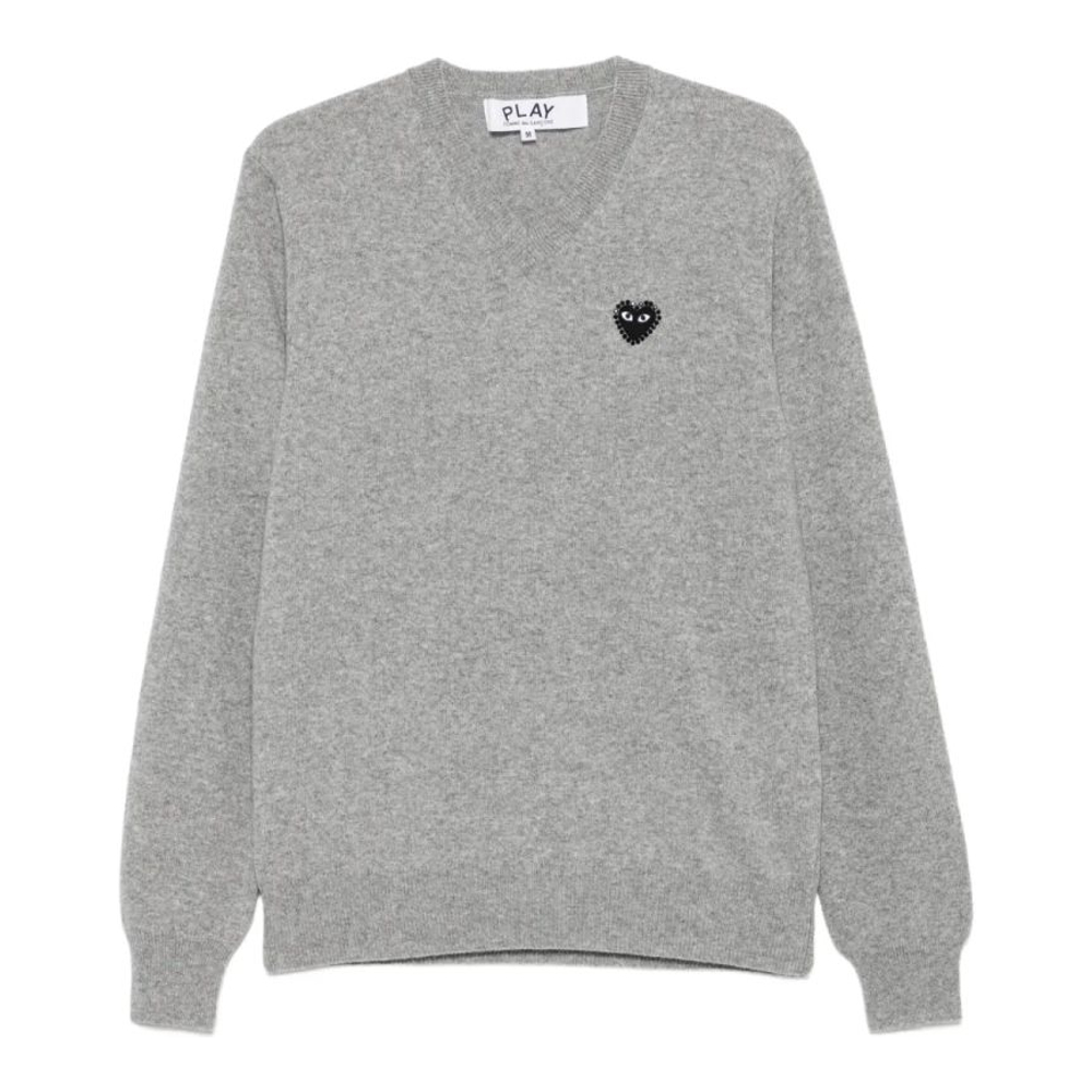 'Heart-Embellished V-Neck' Sweater