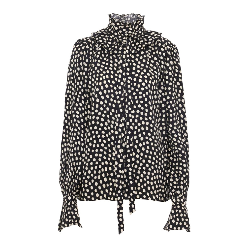 Women's 'Tie-Front Ruffled' Long Sleeve Blouse