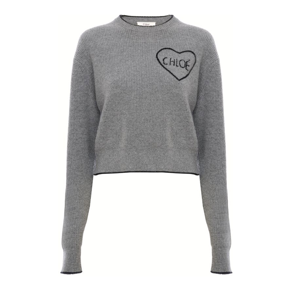 'Cropped Fitted Logo' Pullover für Damen