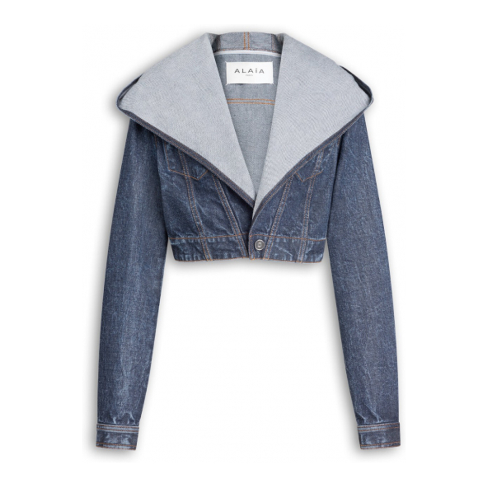 'Cropped Hooded' Jeansjacke für Damen