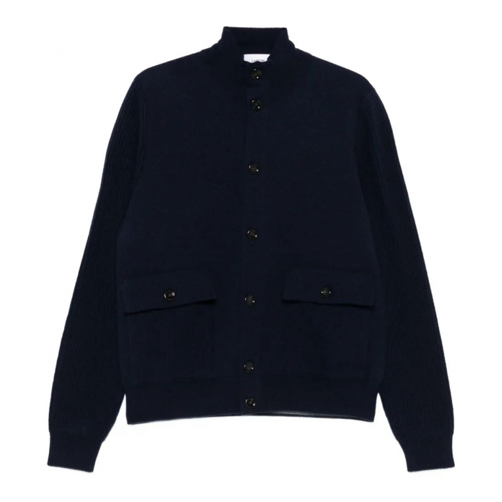 Men's 'Ribbed-Panel Button' Cardigan