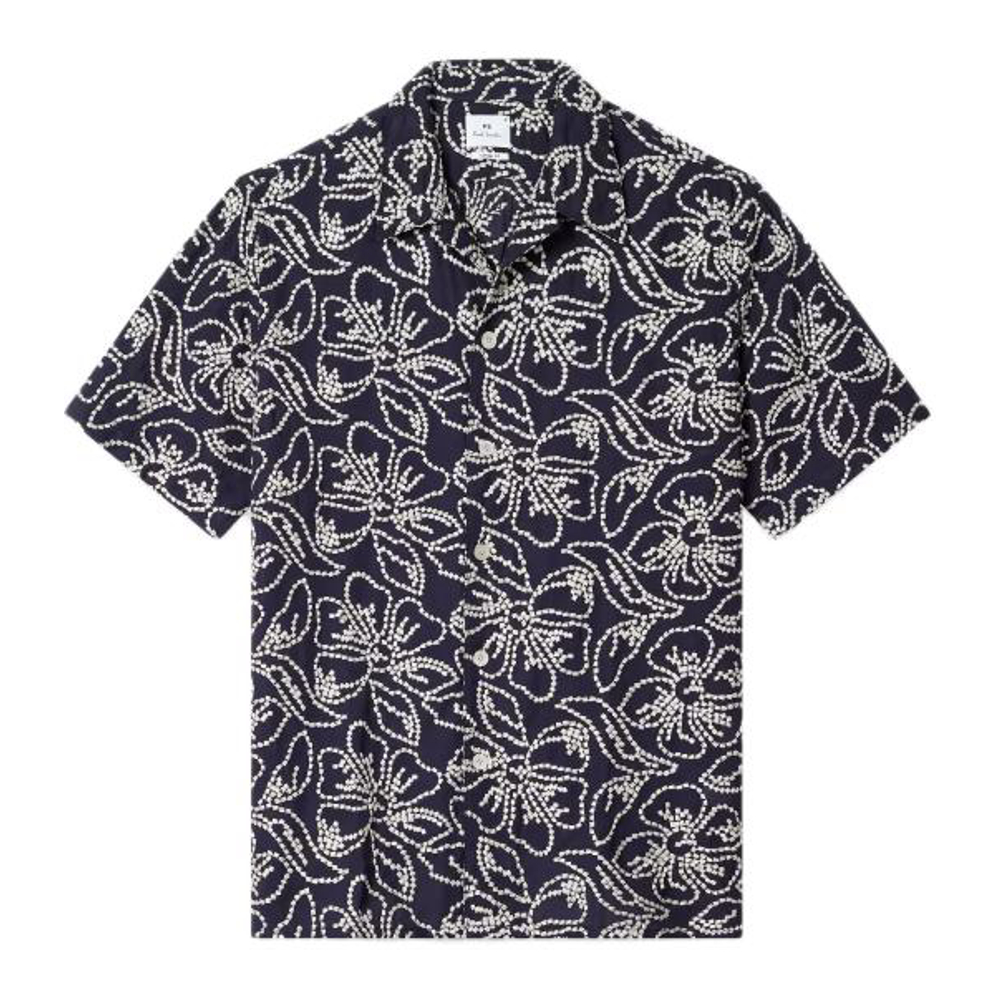 'Casual-Fit Floral Embroidery' Kurzärmeliges Hemd für Herren