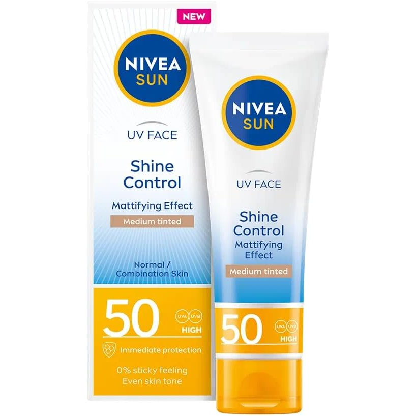Crème solaire teintée 'Sun UV Face Shine Control SPF50' - Medium 40 ml