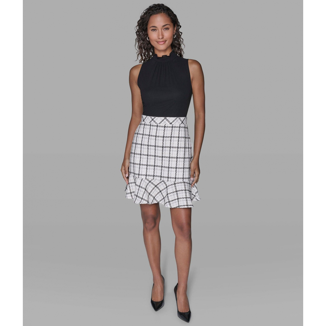'Plaid Tweed Skirt Dress' für Damen