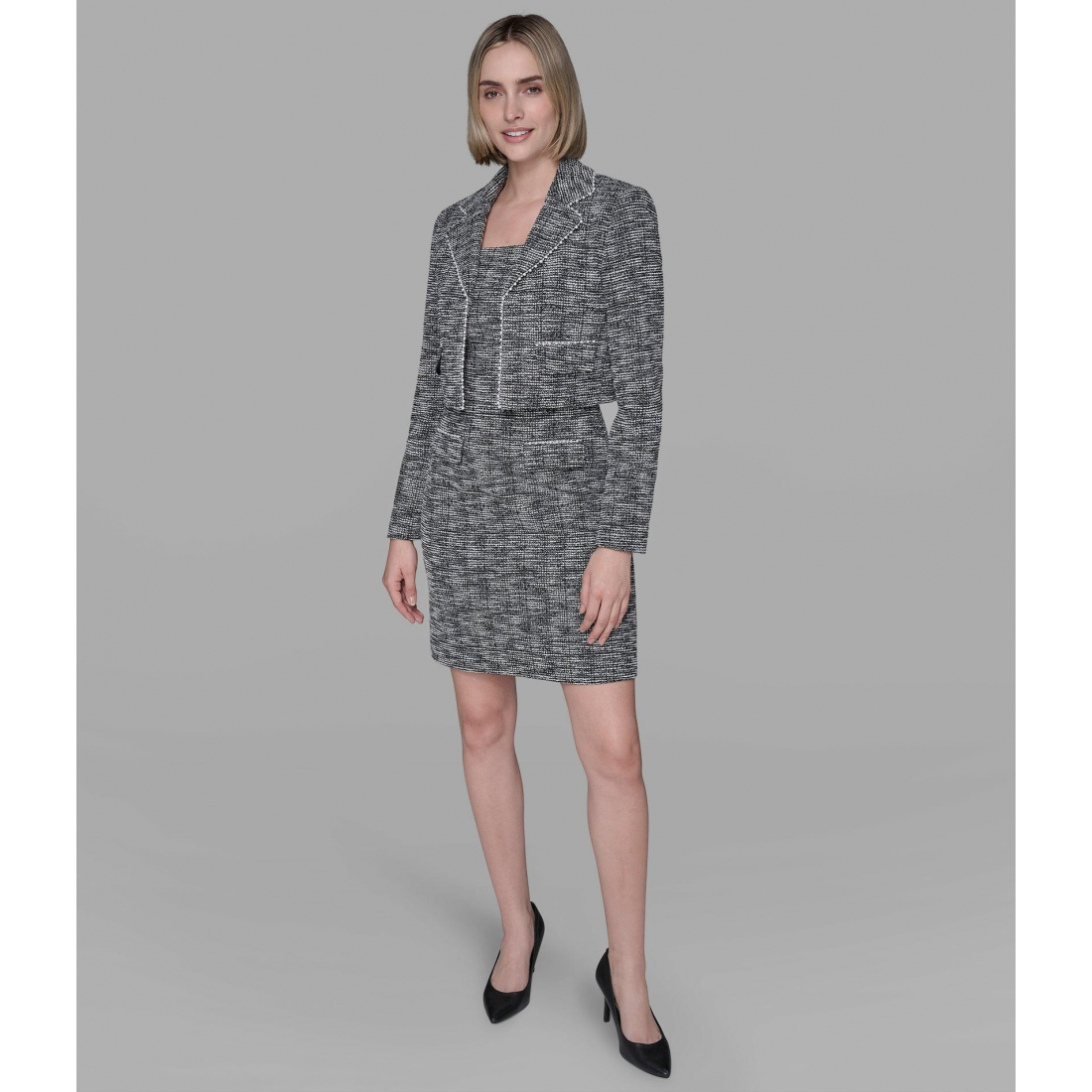 'Cropped Metallic Tweed Co-Ord Jacket' pour Femmes