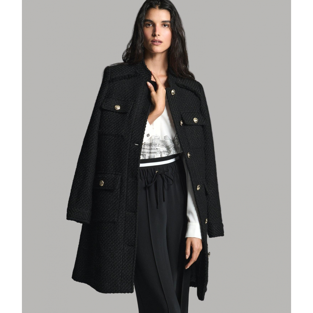 'Tweed Belted Topper' für Damen