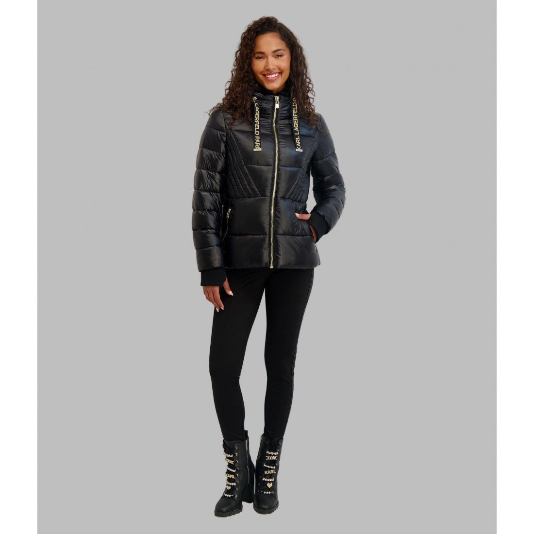 'Short Belted Puffer Jacket' pour Femmes
