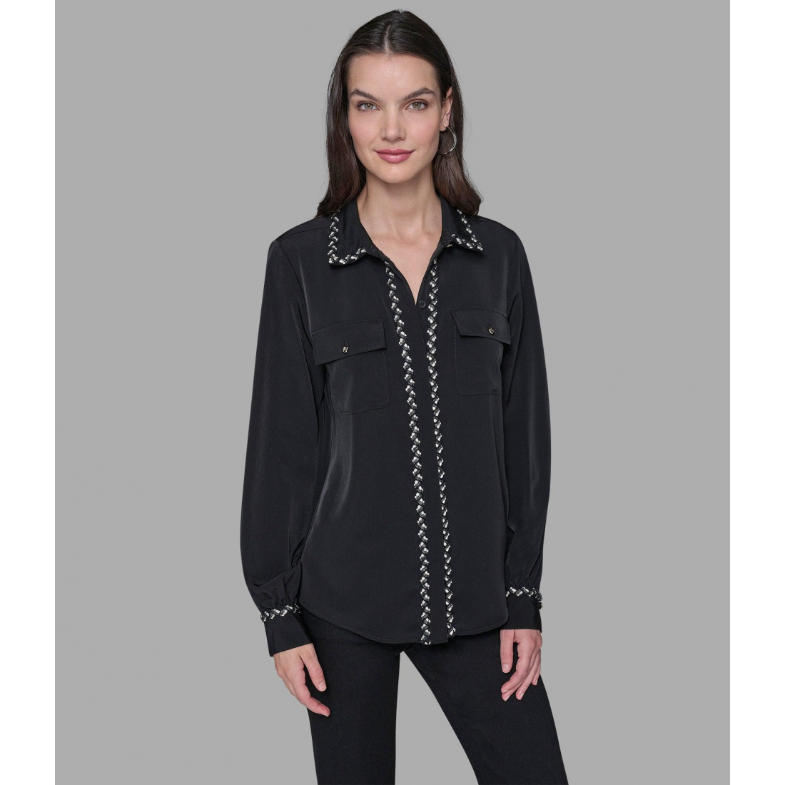 'Soft Blouse With Tweed Trim' pour Femmes