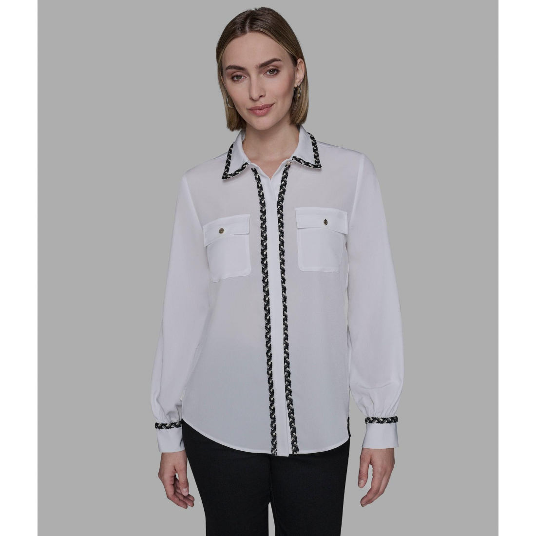 'Soft Blouse With Tweed Trim' für Damen