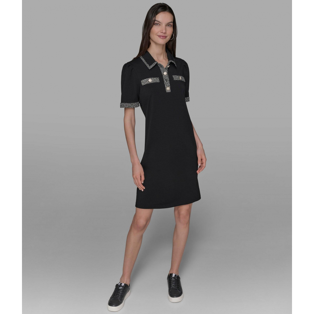 'Tweed Trim Polo Dress' für Damen