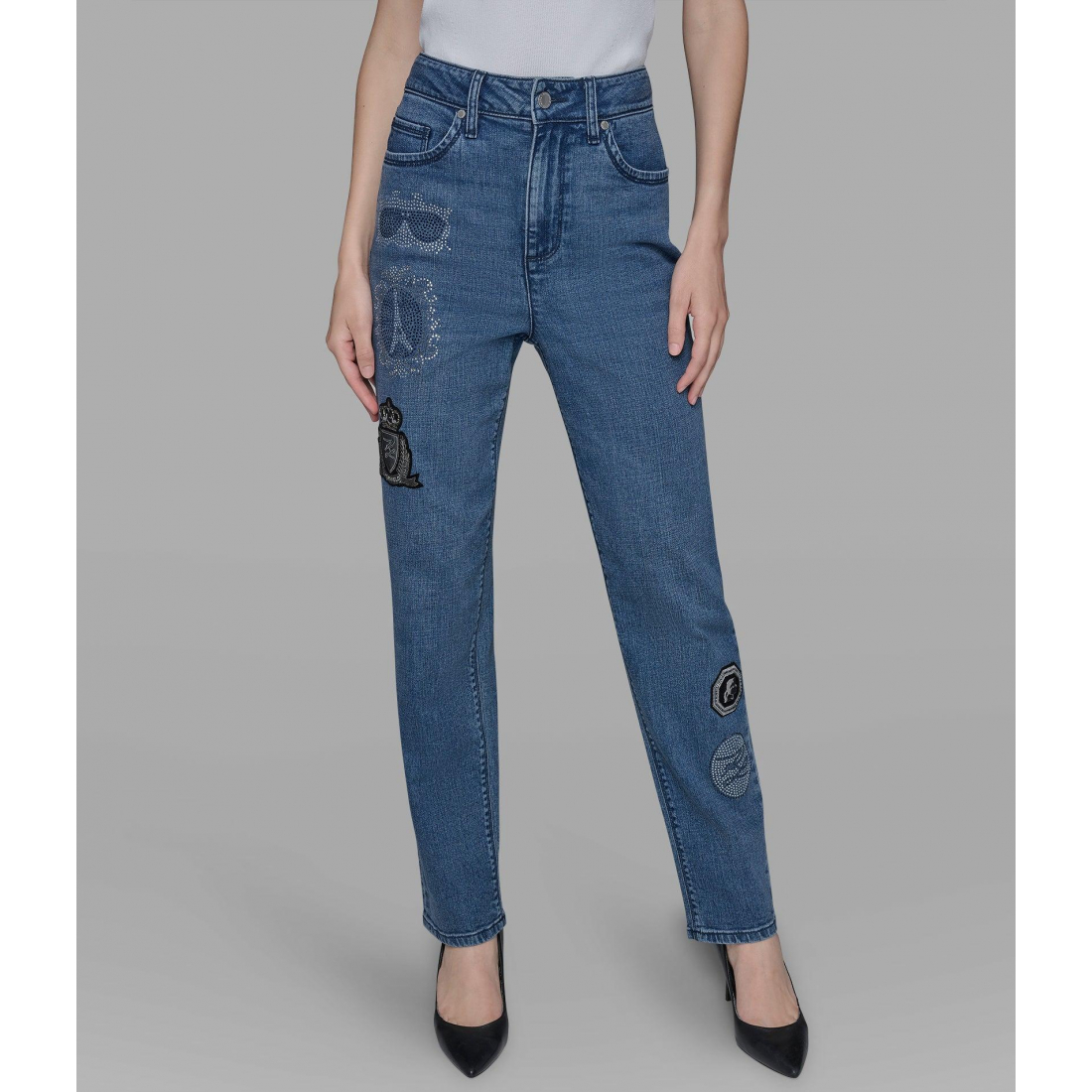 'Straight Leg Jean With Patches' pour Femmes
