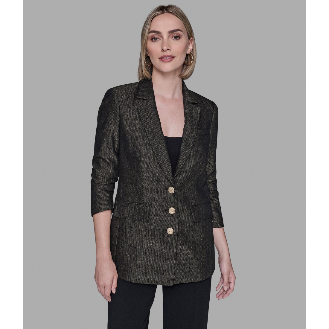 'Ruched Sleeve Shimmer Blazer' für Damen