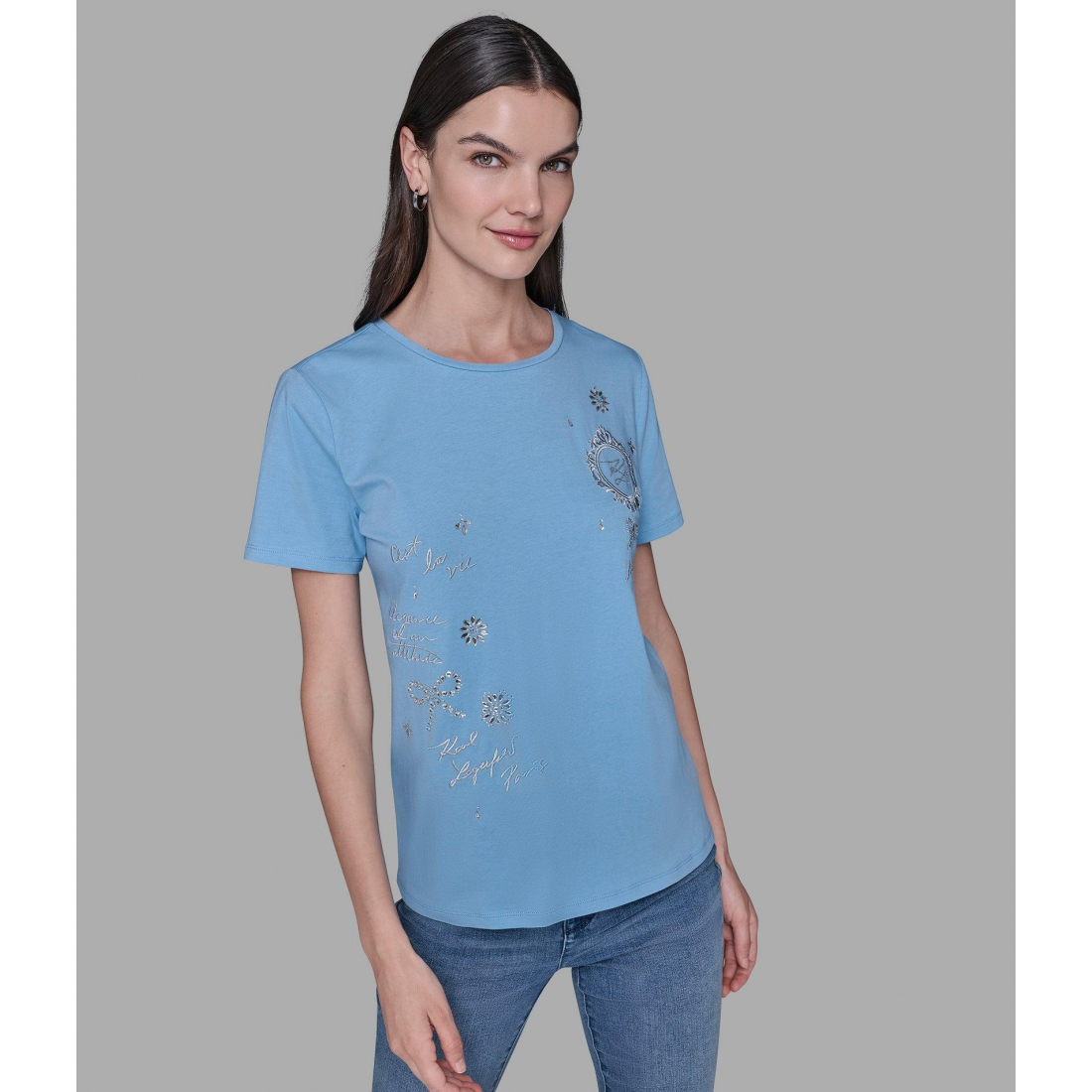 'Embellised Icons Tee - Blue' für Damen
