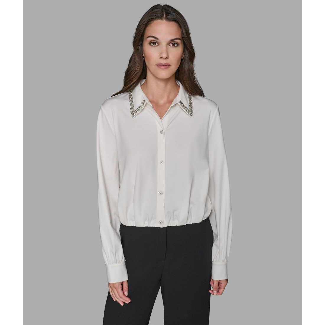 Women's 'Long Sleeve Embellished Satin Blouse'