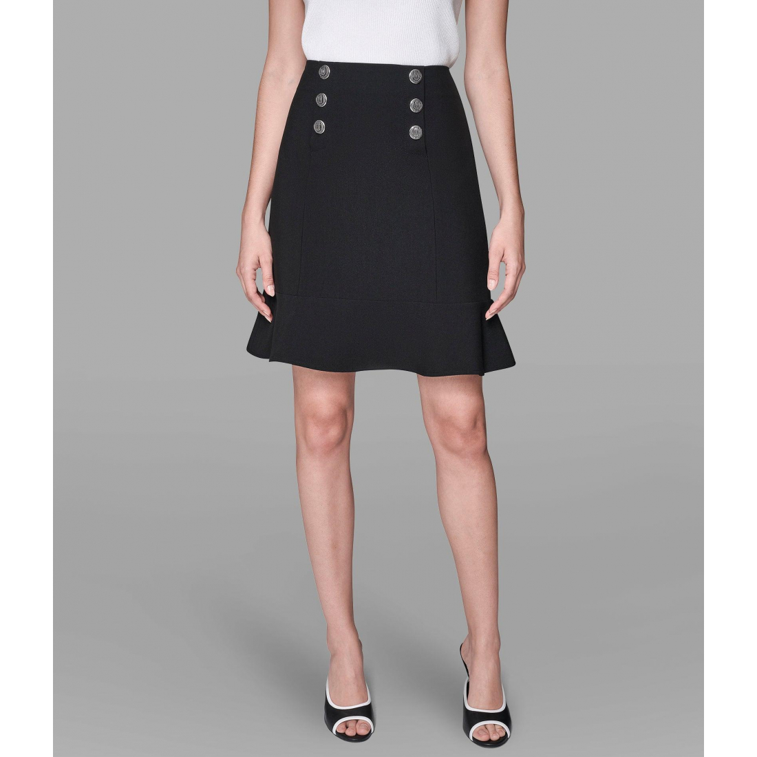 'Button-Detailed Mini Peplum Skirt' pour Femmes