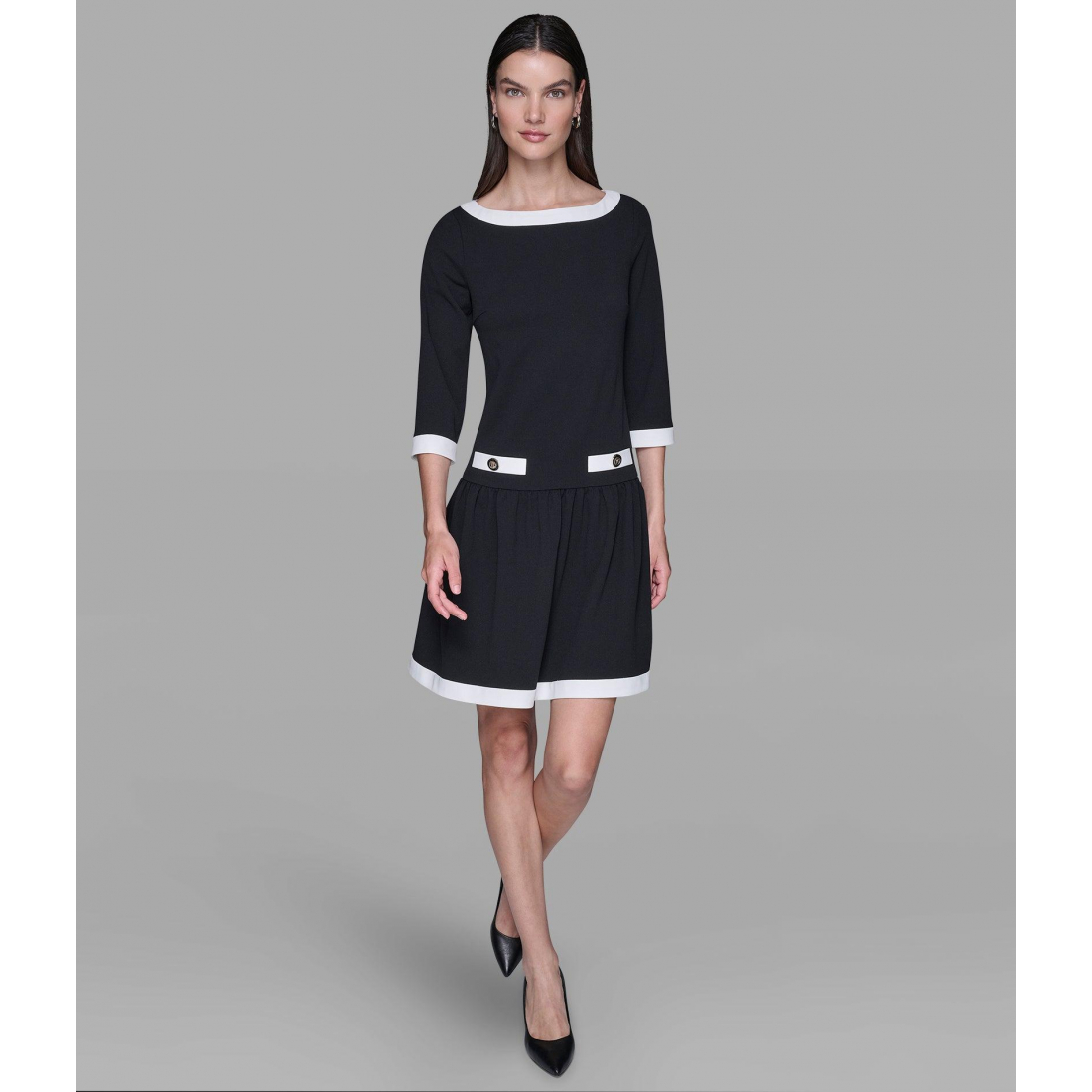 'Scuba Crepe A-Line Dress With Contrast Trim' für Damen