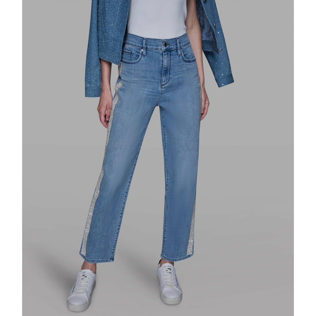 'Rhinestone Trim Jean' pour Femmes