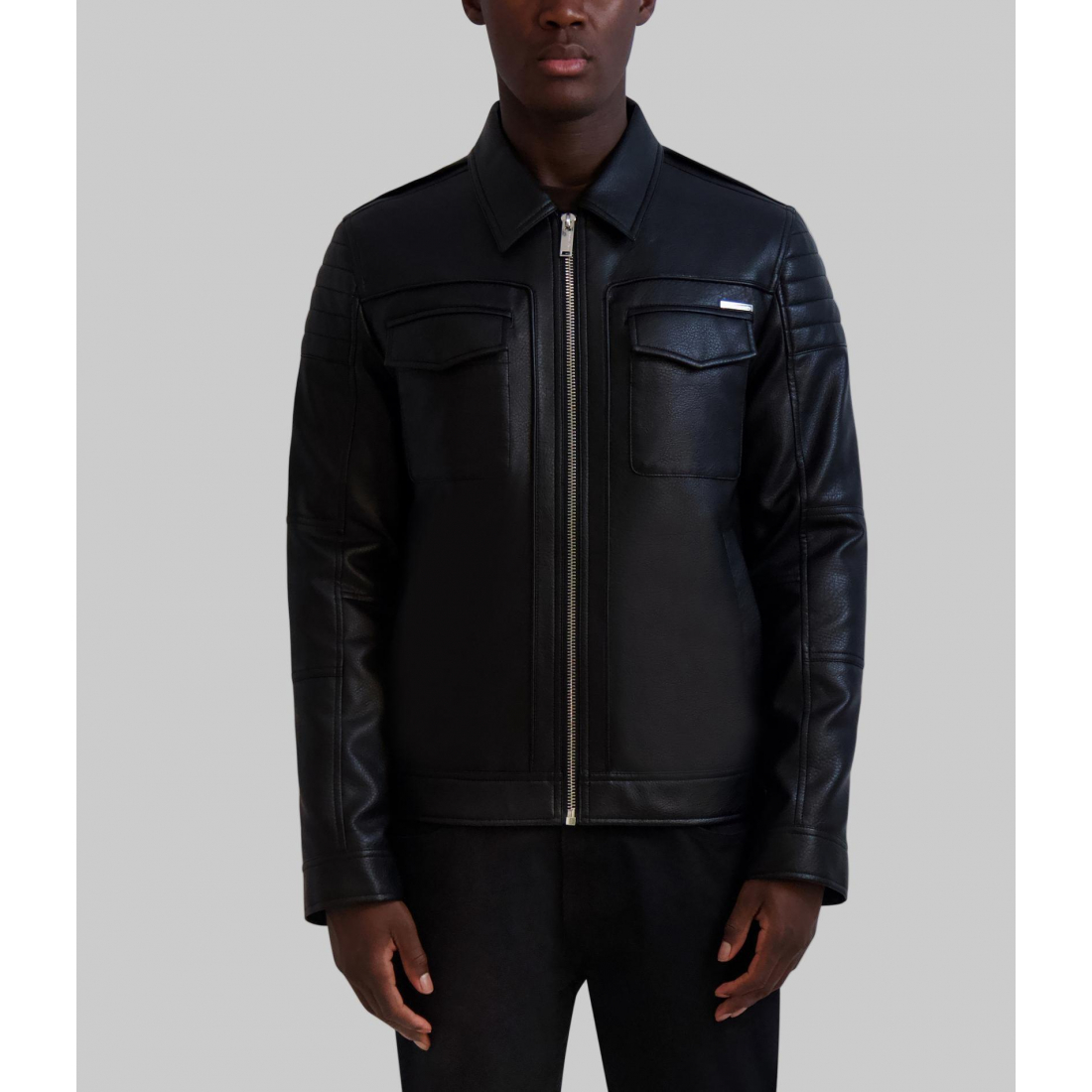 'Collared Leather Jacket' für Herren
