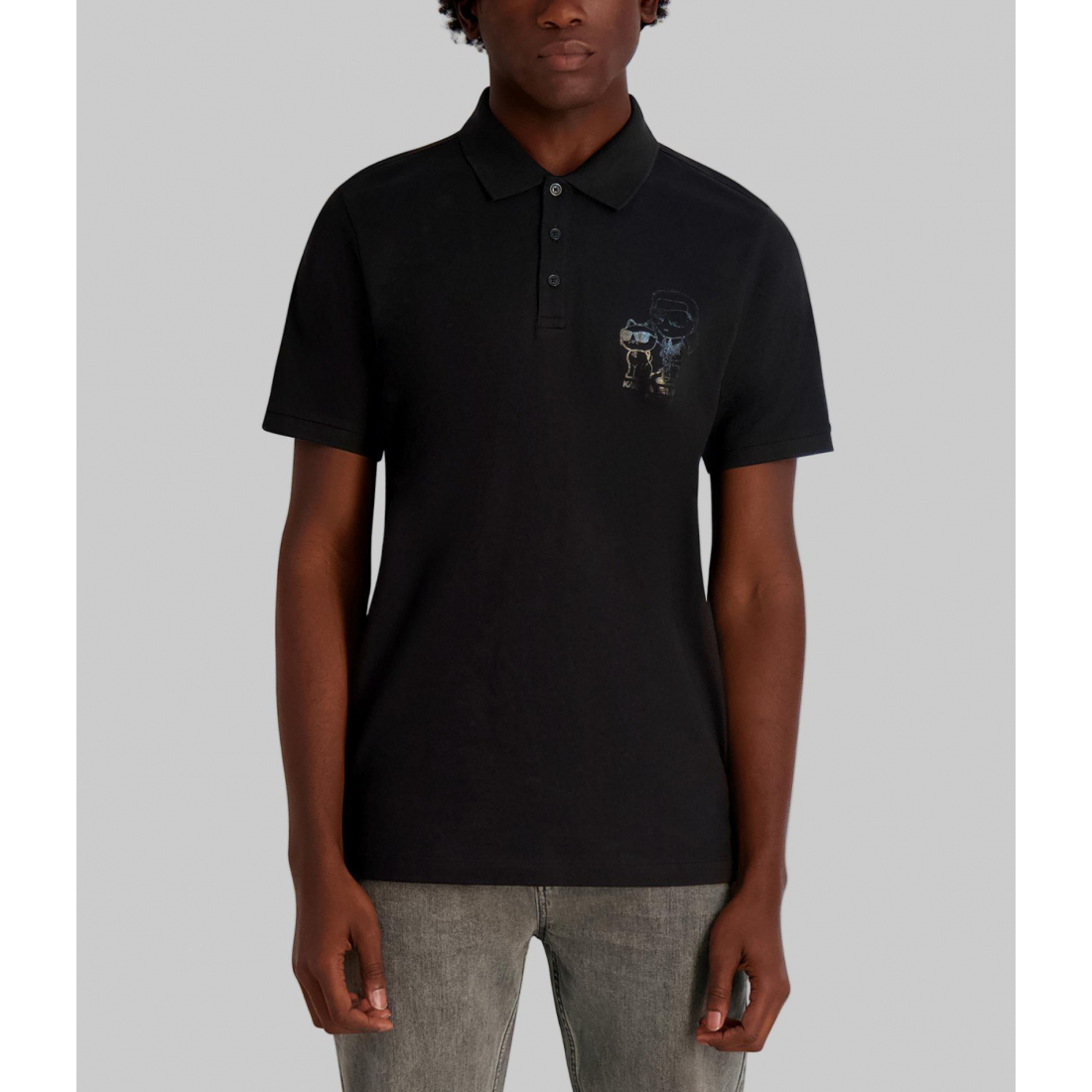 'Pique Polo With Printed Karl And Choupette' für Herren