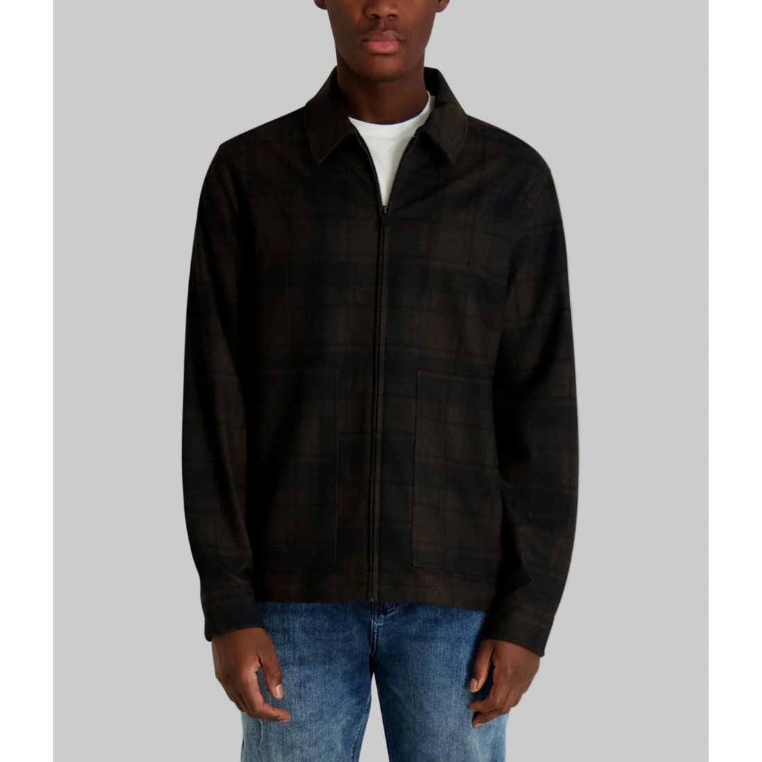 'Long Sleeve Zip Front Shirt Jacket' für Herren