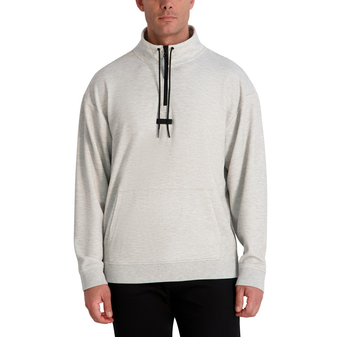 'Mock-Neck Waffle Textured Fleece Jacket' pour Hommes