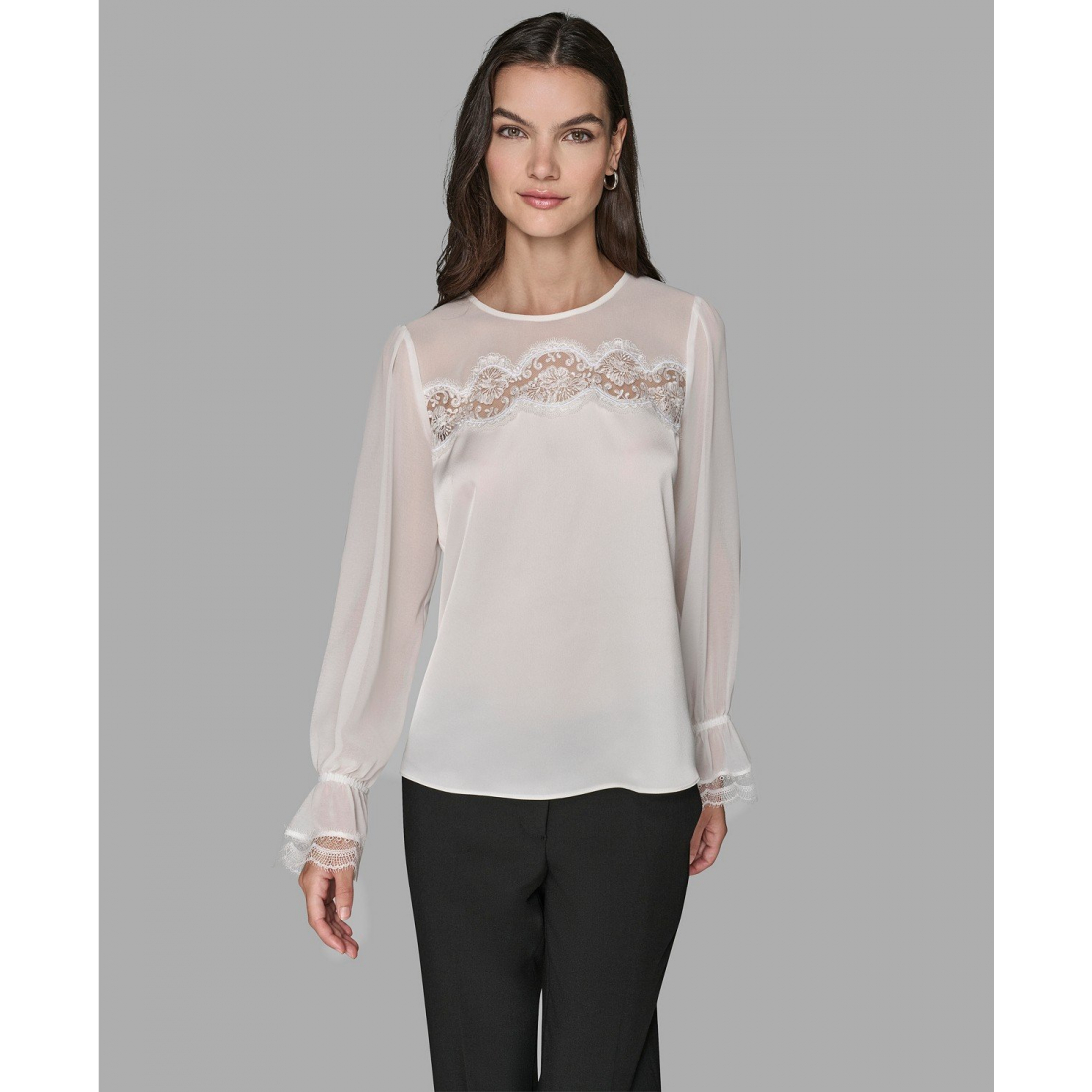 'Long Sleeve Lace Top' pour Femmes