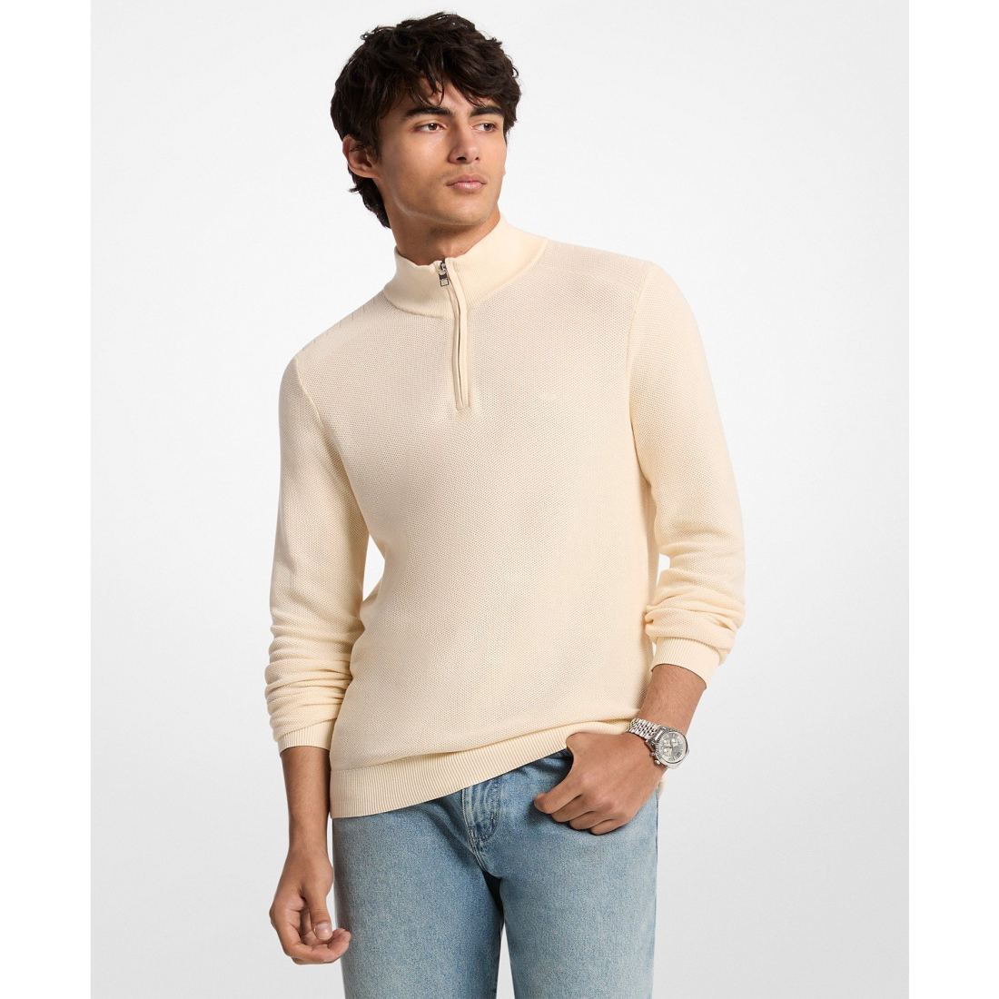 'Mouline Texture Quarter-Zip Sweater' für Herren