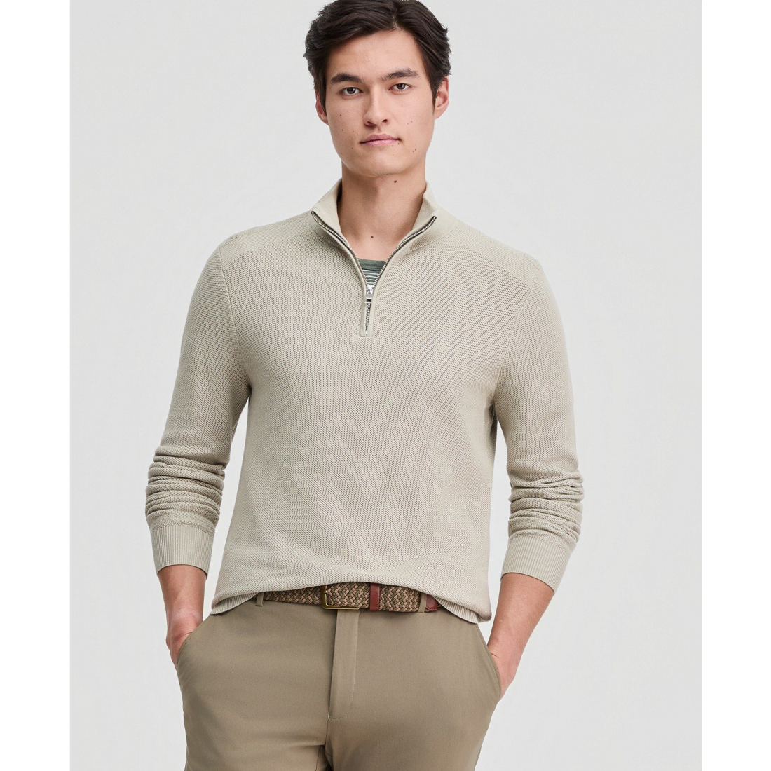'Mouline Texture Quarter-Zip Sweater' für Herren