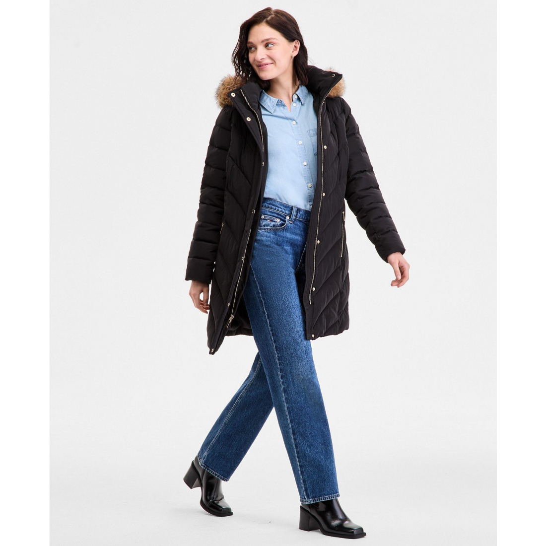 Women's 'Faux-Fur-Trim Hooded Puffer Coat'