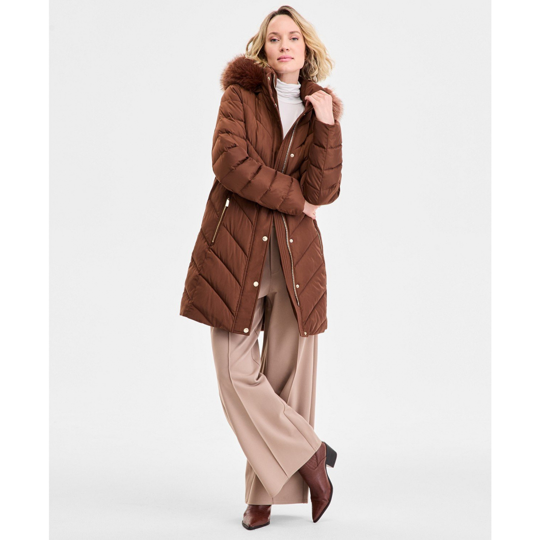 Women's 'Faux-Fur-Trim Hooded Puffer Coat'